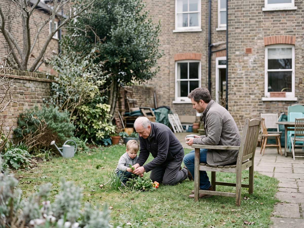 Three generations of a family together outdoors