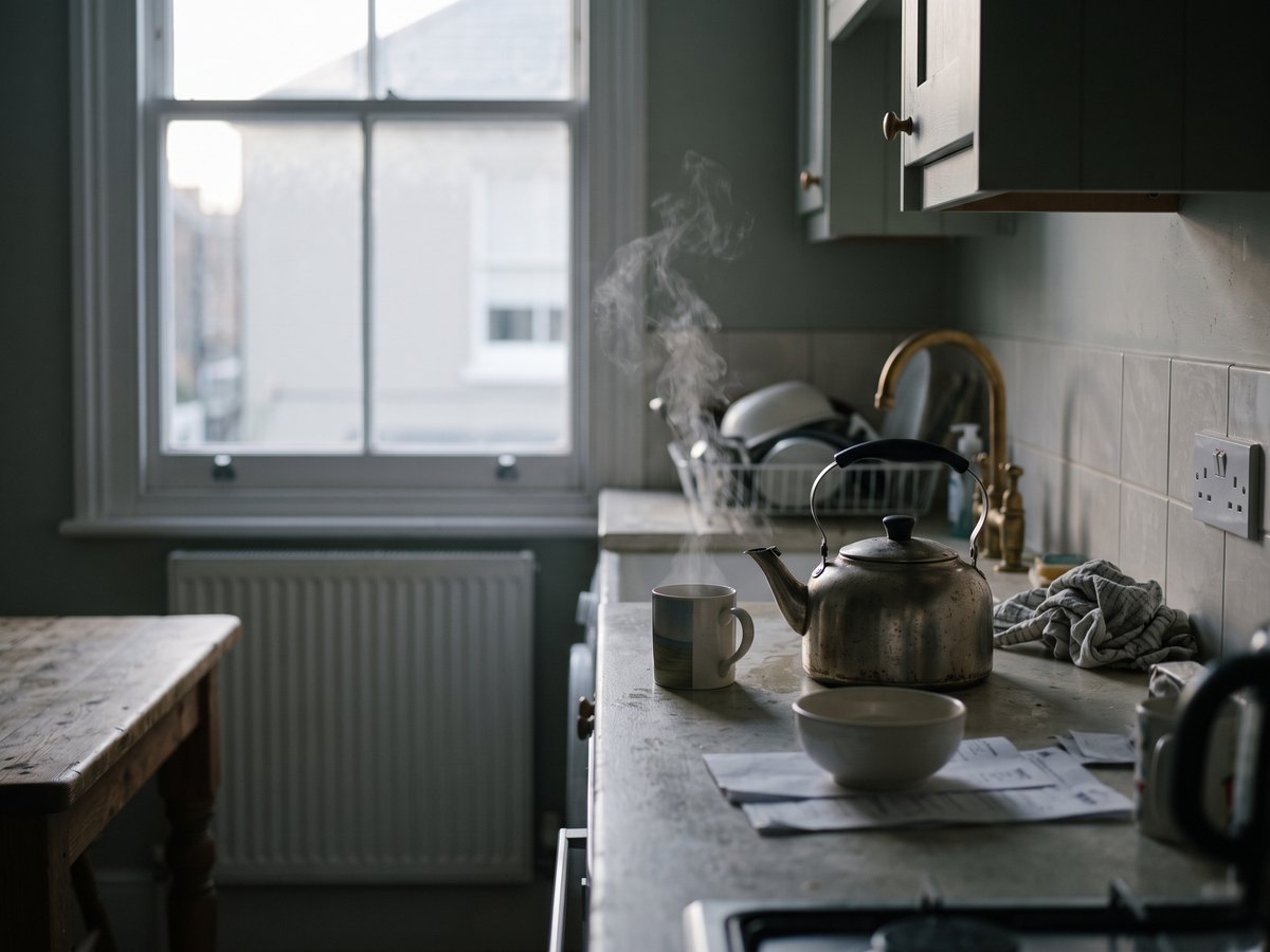 Early morning light through a kitchen window